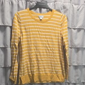 Old Navy Yellow and White Striped Long Sleeve Top